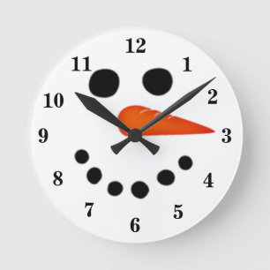Horloge Ronde Bonhomme de neige de sourire drôle