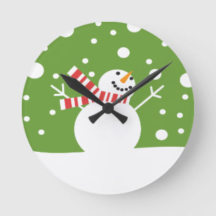 Horloge Ronde Bonhomme de neige de vacances d'hiver