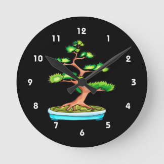 Horloge Ronde bonsai debout arbre graphique vert.png
