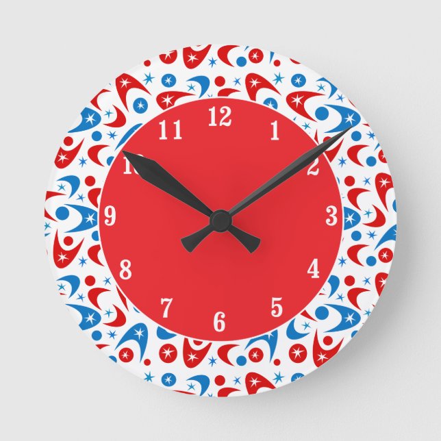 Horloge Ronde Boomerangs rétro (Recto)