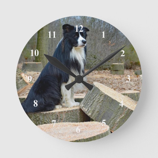 Horloge Ronde Border Collie Clock (Recto)