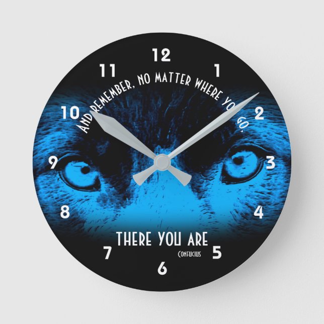 Horloge Ronde Bordure Collie Eyes Confucius Citation Inspiration (Recto)