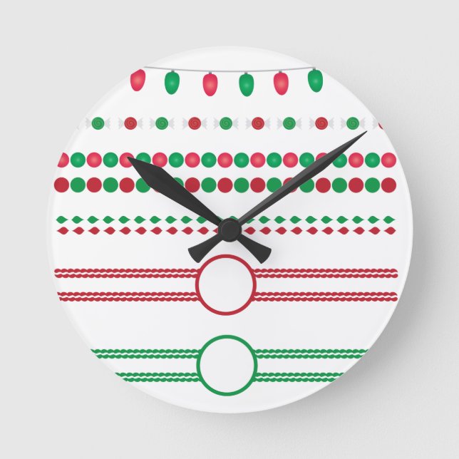 Horloge Ronde bordures de noël cadre vacances (Recto)