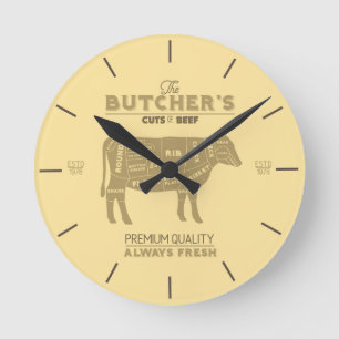 Horloge Ronde Boucherie Coupes du diagramme de boeuf