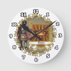 Horloge Ronde Bouclier de blason de famille Nom de famille