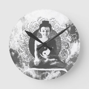 Horloge Ronde Bouddha méditant avec Yin Yang