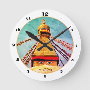 Horloge Ronde Boudhanath Stupa, Buddha Eyes, Himalaya, Népal