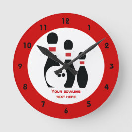 Horloge Ronde Boule de bowling et broches personnalisées