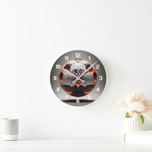 Horloge Ronde Boule de football croate fière (Maison)