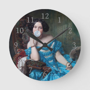 Horloge Ronde Boule de gomme Diva en satin bleu