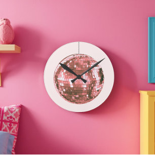 Horloge Ronde Boule Disco Rose, Esthétique Fille, Style Glam ann