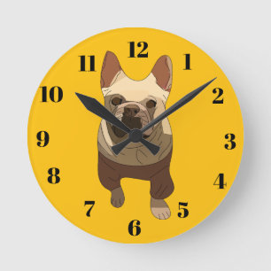 Horloge Ronde Bouledogue Français