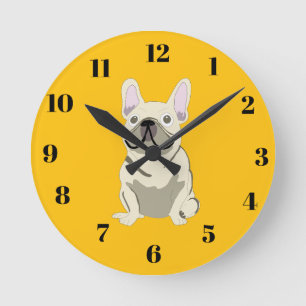 Horloge Ronde Bouledogue Français crème