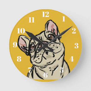 Horloge Ronde Bouledogue français graffiti