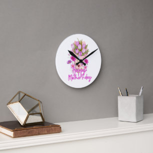 Horloge Ronde Bouquet de fleurs pour la fête des Mères