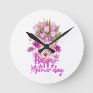 Horloge Ronde Bouquet de fleurs pour la fête des mères