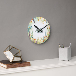 Horloge Ronde Bouquet de fleurs sauvages de printemps coloré Mon