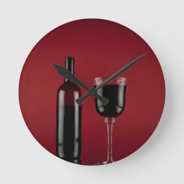 Horloge Ronde Bouteille en verre rouge (Recto)