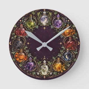 Horloge Ronde Bouteilles de potion de l'apothicaire de minuit Ha
