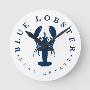 Horloge Ronde Bouton Immobilier Homard Bleu