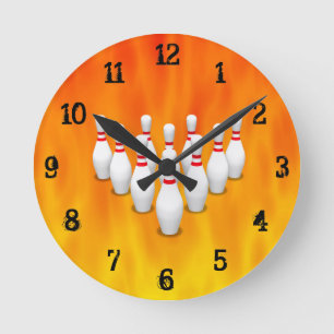 Horloge Ronde Bowling Pins :Horloge murale