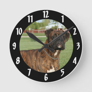 Horloge Ronde Boxer dog round large clock