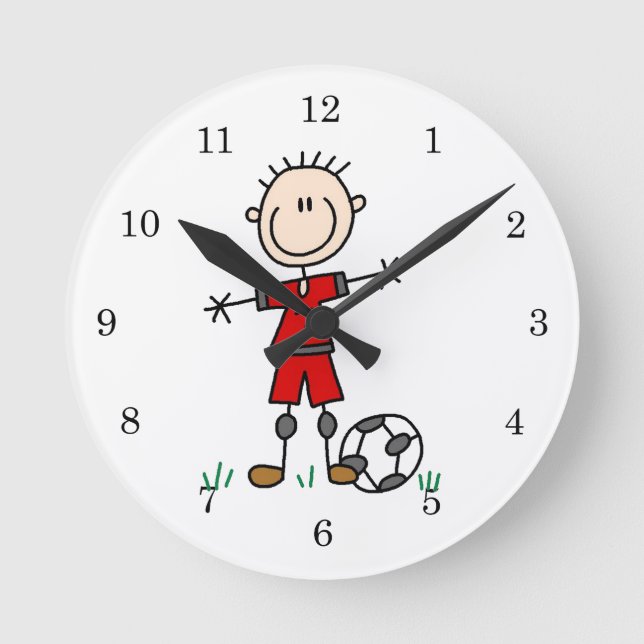 Horloge Ronde Boy Red Uniform Soccer Player (Recto)