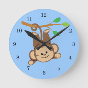Horloge Ronde Boy Swinging Monkey
