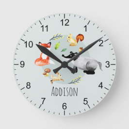 Horloge Ronde Boys Cute Woodland Forest Animals Kids Nursery