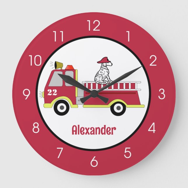 Horloge Ronde Boys Pompier Moteur de feu (Recto)