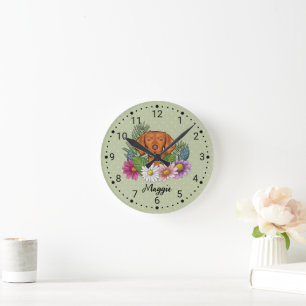 Horloge Ronde Braque Hongrois Avec Des Fleurs Colorées Et Un Nom