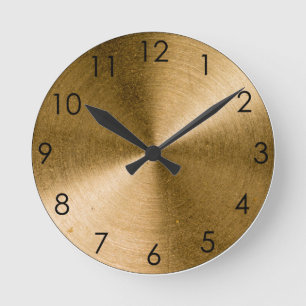Horloge Ronde Brass or métallique
