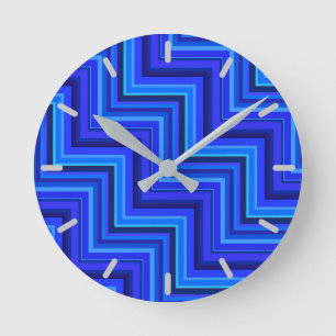 Horloge Ronde Brayures bleues escaliers motif