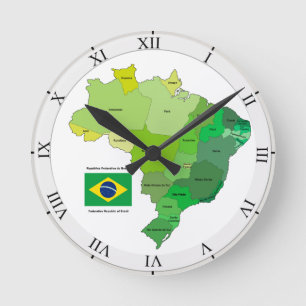 Horloge Ronde Brésil Flag and Political Map