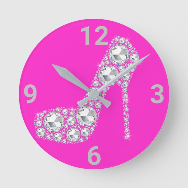 HORLOGE RONDE BRIGHT & FUN ROSE DIAMOND HAUT MUR CLOCK (Recto)