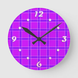 Horloge Ronde Bright neon cramson à damiers motif Jeu d'oreiller