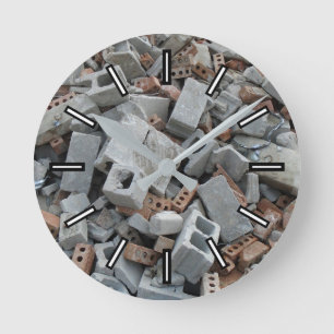 Horloge Ronde Briques et blocs Démolition Débris Débris Horlo