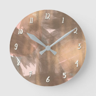 Horloge Ronde Bronze rose Peach Pink Cuivre bronze Moderne Métal