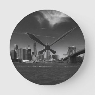 Horloge Ronde Brooklyn noir panoramique