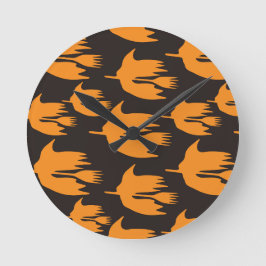 Horloge Ronde Broom Ride nocturne - motif Halloween sans soudure