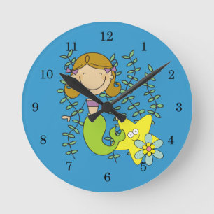 Horloge Ronde Brown Haired Mermaid