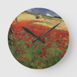 Horloge Ronde BRUCE, William Blair coquelicots rouge fleurs pavo