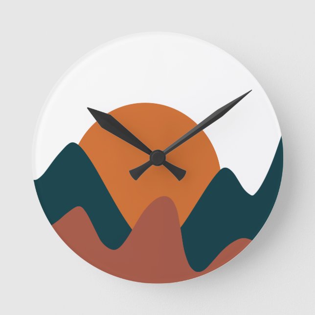 Horloge Ronde Brûlé Orange Earth Tones Abstrait Arrière - plan (Recto)