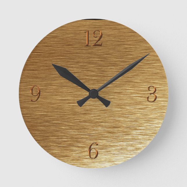 Horloge Ronde Brushed Gold Metal-look Wall Clock (Recto)