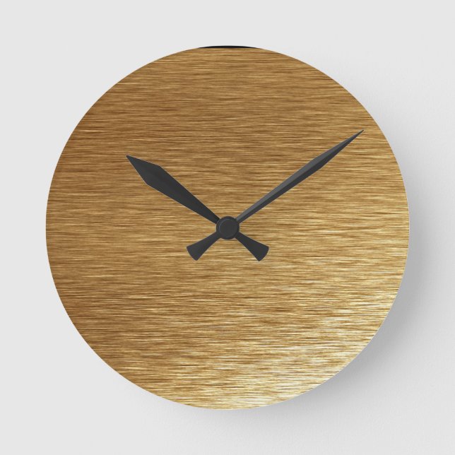 Horloge Ronde Brushed Gold Metal-look Wall Clock (Recto)