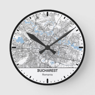 Horloge Ronde Bucharest Clock City Line Art