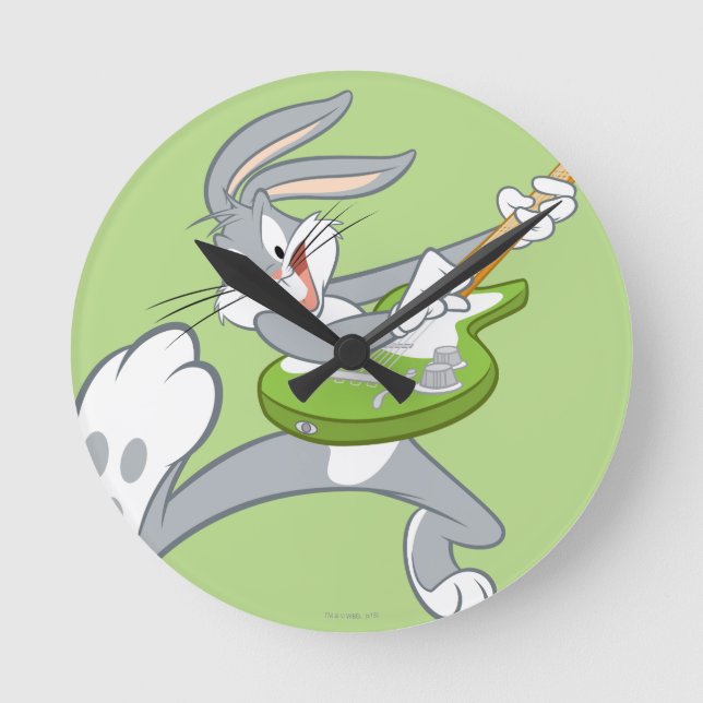 Horloge Ronde BUGS BUNNY™ Rocking sur guitare (Recto)