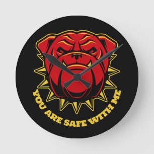 Horloge Ronde Bulldog Vous Êtes En Sécurité Avec Moi