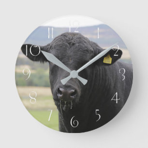 Horloge Ronde Bulle de boeuf noir d'Angus
