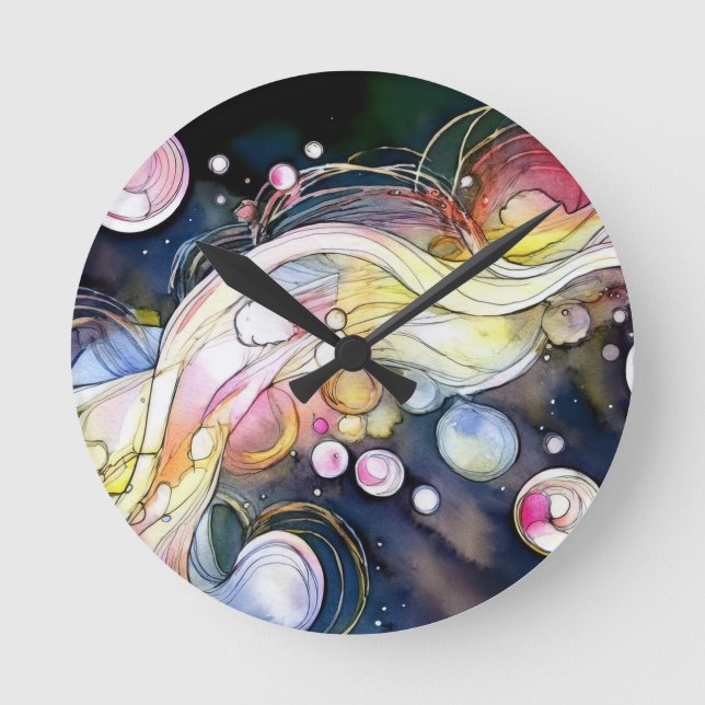 Horloge Ronde Bulles Abstraites (Recto)